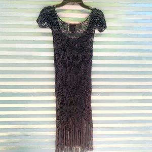 Black Macrame James Covellio Dress by Anna Sui